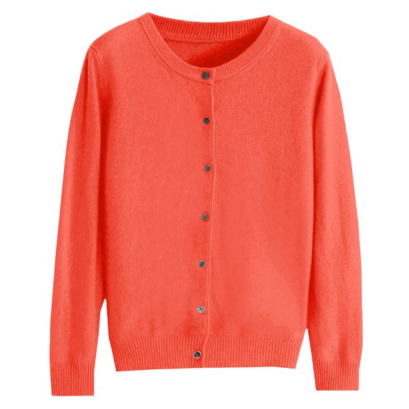 idosla Cardigan Sweaters for Women Button Down Open Lightweight Plus Size Cardigans 2025 Fall Winter Clothing (Orange, 3XL)
