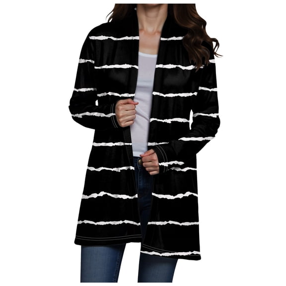 idosla Cardigan Sweaters for Women Casual Open Front Light Cardigan Draped Soft Slim Fit Long Sleeve Tops Fall Fashion 2025 (Black, XXL)
