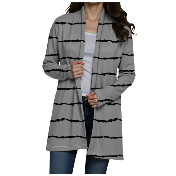 idosla Cardigan Sweaters for Women Casual Open Front Light Cardigan Draped Soft Slim Fit Long Sleeve Tops Fall Fashion 2025 (Grey, M)