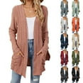 thumbnail image 1 of idosla Cardigan Sweaters for Women Lightweight Open Front Thin Long Cardigans Fall Long Sleeve Knit Sweater with Pockets (Light Gray, L), 1 of 7