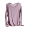 thumbnail image 1 of idosla Casual Womens Long Sleeve Shirts Loose Fit Scoop Neck Soft Solid Basic Tee Tops Trendy (Light Purple, 3XL), 1 of 4