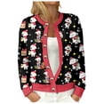 thumbnail image 1 of idosla Christmas Cardigan for Women Funny Fall Winter Retro Ethnic Sweater Tops Long Sleeve Open Front Button Down Knit Coats (Black, 3XL), 1 of 6
