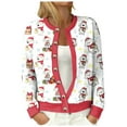 thumbnail image 1 of idosla Christmas Cardigan for Women Funny Fall Winter Retro Ethnic Sweater Tops Long Sleeve Open Front Button Down Knit Coats (White, S), 1 of 6
