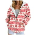 thumbnail image 1 of idosla Christmas Hoodies Women Xmas Tops Zip Up Hooded Sweater Funny Christmas Vacation Sweatshirt (Pink, 3XL), 1 of 7