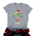 thumbnail image 1 of idosla Christmas Palm Tree Shirts for Women Funny Hawaiian Beach Tropical Xmas Top Short Sleeve Casual Graphic Print T Shirt (Grey, S), 1 of 9