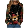 thumbnail image 1 of idosla Christmas Sweatshirts For Women 2025 Xmas Tree Graphic Fall Wimter Clothes Crewneck Pullover Long Raglan Sleeve Top (Brown, 4XL), 1 of 9