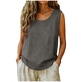 thumbnail image 1 of idosla Cotton Linen Tank Tops for Womens Comfy Lounge Wear Summer Sleeveless Crewneck Shirt Casual Blouse Loose Fit Cami (Dark Gray, 3XL), 1 of 7