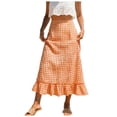 thumbnail image 1 of idosla Gingham Maxi Skirts for Women A Line High Waist Long Plaid Skirt Summer Beach Vacation Outfits Trendy (Orange, L), 1 of 7