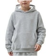 thumbnail image 1 of idosla Girl Boy Oversized Hoodies Fleece Pullover Sweatshirts Kids Fashion Casual Outfits Fall Winter Clothes (Light Gray, 5-6 Years), 1 of 9