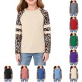 thumbnail image 1 of idosla Girl's Athletic Leopard Print Sweatshirt Crew Neck Long Sleeve Tops Fall Clothes (Beige, 6-7 Years), 1 of 5