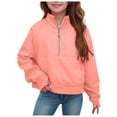 thumbnail image 1 of idosla Girls Half Zip up Sweatshirt Trendy Winter Cropped Long Sleeve Shirt Pullover Youth Preppy Tween Girl Cute Clothes (Pink, 11-12 Years), 1 of 7