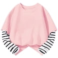 thumbnail image 1 of idosla Girls Long Sleeve Shirts Casual Color Block Loose Oversized Tees Blouse Crewneck Pullover Fall Basic Sweatshirts (Pink, 7-8 Years), 1 of 5