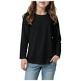 thumbnail image 1 of idosla Girls Long Sleeve T Shirts Kids Fall Tops Crewneck Basic Tees 5-14Y (Black, 9-10 Years), 1 of 5