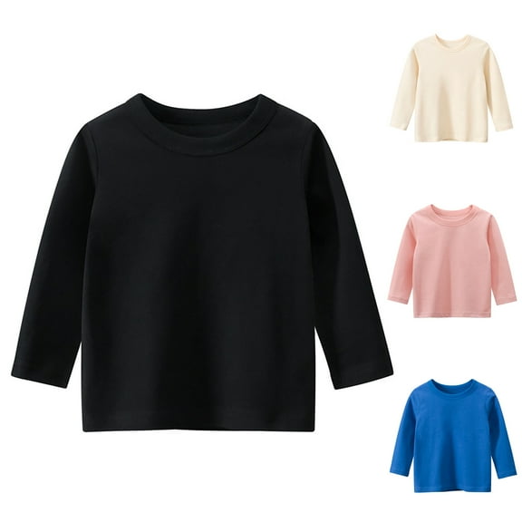 idosla Girls Long Sleeve T Shirts Kids Fall Tops Crewneck Basic Tees (Blue, 5-6 Years)