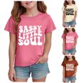 thumbnail image 1 of idosla Girls Short Sleeve T Shirts Kids Dandelion Print Summer Oversized Tops Trendy Crewneck Basic Soft Tees Preppy Clothes (Pink, 90), 1 of 4