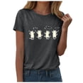 thumbnail image 1 of idosla Halloween T-Shirt for Women Cute Cat Graphic Print Tee Shirt Solid Color Vintage Short Sleeve Casual Loose Fall (Grey, XXL), 1 of 9