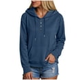 thumbnail image 1 of idosla Hoodie for Women Tie Dye Sweatshirt Button Down Tops Casual Long Sleeve Oversize Pullover (Blue, XL), 1 of 6