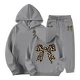 thumbnail image 1 of idosla Hoodies for Teen Girls Fall Sets 2 Piece Outfits Sweatshirts Trendy Preppy Cheetah Print Bow Hoodie (Grey, 13-14 Years), 1 of 8