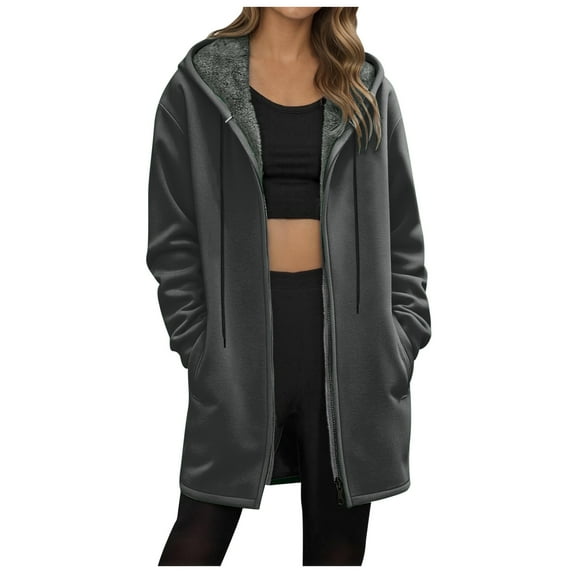 idosla Hoodies for Women Fashion Sweatshirts: Zip Up Hoodie Womens Causal Jackets Fleece Long Sweatshirt with Pockets (Grey, M)