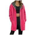 thumbnail image 1 of idosla Hoodies for Women Fashion Sweatshirts: Zip Up Hoodie Womens Causal Jackets Fleece Long Sweatshirt with Pockets (Hot Pink, 3XL), 1 of 5