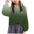thumbnail image 1 of idosla Letter Long Tie Clothes Hoodies Pullover Short Dyed Tops Sweatshirts Girls Kids Sleeve Teen Sweatshirt Hoodie Girls (Dark Green, 4-5 Years), 1 of 6