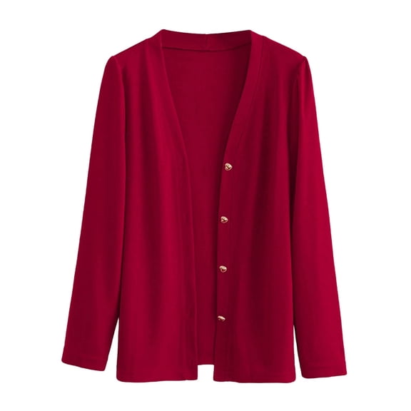 idosla Lightweight Cardigans for Women with Pockets and Buttons Long Sleeve Soft Casual Fall Cardigans (Wine, 4XL)
