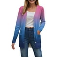 thumbnail image 1 of idosla Long Cardigans for Women Open Front Lightweight Tie Dye Trendy Cardigans Long Sleeve Button Up Cardigan with Pocket (Blue, M), 1 of 8
