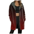 thumbnail image 1 of idosla Long Fleece Hoodies for Women Zip Up Hoodie Trendy Casual Oversized Tunic Sweatshirts Fall Winter Jacket Coat Outerwear (Brick Red, L), 1 of 6