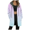 thumbnail image 1 of idosla Long Fleece Hoodies for Women Zip Up Hoodie Trendy Casual Oversized Tunic Sweatshirts Fall Winter Jacket Coat Outerwear (Purple, L), 1 of 5