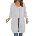 thumbnail image 1 of idosla Long Hoodies for Women Full Zip Up Pullover Tunic Sweatshirts with Pockets Trendy Fall Winter Clothes Y2K (Light Gray, M), 1 of 4