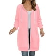 thumbnail image 1 of idosla Long Hoodies for Women Zip Up Double Zipper Fleece Jacket Tunic Sweatshirts Fall Winter Fashion Clothes (Pink, XL), 1 of 4