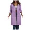 thumbnail image 1 of idosla Long Hoodies for Women Zip Up Double Zipper Fleece Jacket Tunic Sweatshirts Fall Winter Fashion Clothes (Purple, XL), 1 of 7