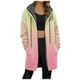 thumbnail image 1 of idosla Long Hoodies for Women Zip Up Gradient Color Fleece Jacket Tunic Sweatshirts Fall Winter Fashion Clothes 2025 (Light Yellow, XL), 1 of 5