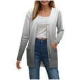 thumbnail image 1 of idosla Long Sleeve Cardigan for Women Casual Gradation Pockets Button Down Loose Fall Lightweight Hiking Trendy Jacket (Grey, L), 1 of 8