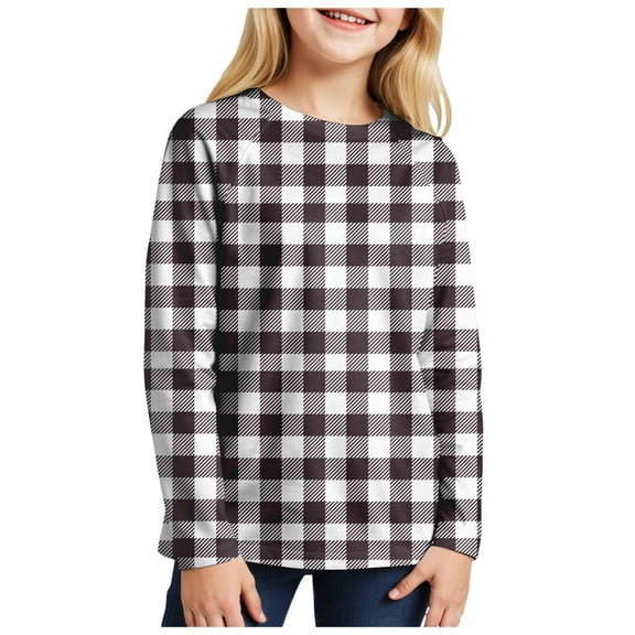 idosla Long Sleeve Shirts for Girls Striped Color Block Blouses Crewneck Loose Tuinc Tops Comfy Spring Basic Pullover Tee (White, 18-24 Months)