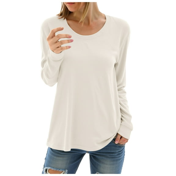 idosla Long Sleeve Shirts for Women Business Casual Tops Fall Fashion Clothes Workout Plus Size Teacher Winter Outfits 2025 (White, L)