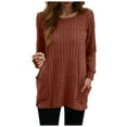 thumbnail image 1 of idosla Long Sleeve Shirts for Women Long Sweaters with Pockets Tunic Tops Loose Fit (Brick Red, M), 1 of 4