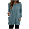 thumbnail image 1 of idosla Long Sleeve Shirts for Women Long Sweaters with Pockets Tunic Tops Loose Fit (Sky Blue, XXL), 1 of 4