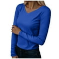thumbnail image 1 of idosla Long Sleeve Shirts for Women V Neck Ribbed Knit Fitted Fall Basic Tshirts Going Out Tops 2025 Casual Trendy Clothes (Blue, XXL), 1 of 5