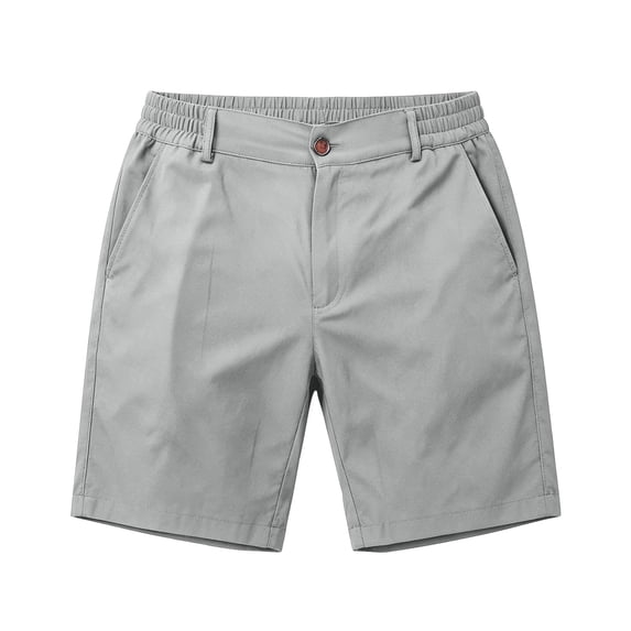 idosla Men's Cotton Chino Shorts Casual Elastic Waist Drawstring 7 Inch Summer Beach Golf Shorts with Pockets (Light Gray, M)