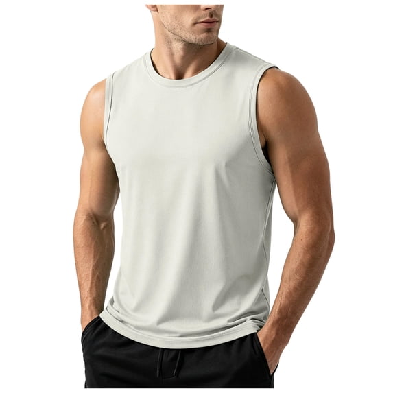 idosla Men's Sleeveless Shirts Quick Dry Tank Tops for Men Sun Protection UPF 50+ Athletic Gym Workout Muscle Shirts (Grey, 5XL)
