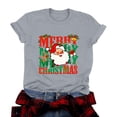 thumbnail image 1 of idosla Merry Christmas Shirts for Women Xmas Buffalo Plaid Tree Shirt Top Short Sleeve Casual Graphic Print T Shirt (Grey, S), 1 of 8