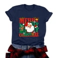 thumbnail image 1 of idosla Merry Christmas Shirts for Women Xmas Buffalo Plaid Tree Shirt Top Short Sleeve Casual Graphic Print T Shirt (Navy, 3XL), 1 of 8