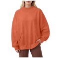 thumbnail image 1 of idosla Mock Neck Sweatshirt Women Oversized Turtleneck Pullover Long Sleeve Tops Fall Fashion Y2K Outfits With Pockets (Orange, XL), 1 of 4