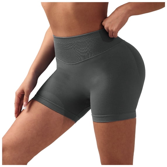 idosla No Front Seam Biker Shorts for Women High Waisted Workout Gym Yoga Spandex Shorts Tummy Control (Grey, M)
