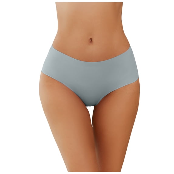 idosla No Show Underwear Women Totally Seamless Mid-Rise Microfiber Cheeky Panty (Light Gray, L)