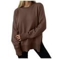 thumbnail image 1 of idosla Oversized Sweatshirt for Women Thumbhole Long Sleeve Hoodies Shirts 2025 Fall Side Slit Pullover Top Y2k Outfits (Brown, XL), 1 of 7