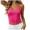 thumbnail image 1 of idosla Polka Dots Tank Top for Women Teens Girls Cute Summer Tops Y2K Square Neck Camisole Slim Fit Going Out Tops (Hot Pink, XS), 1 of 6