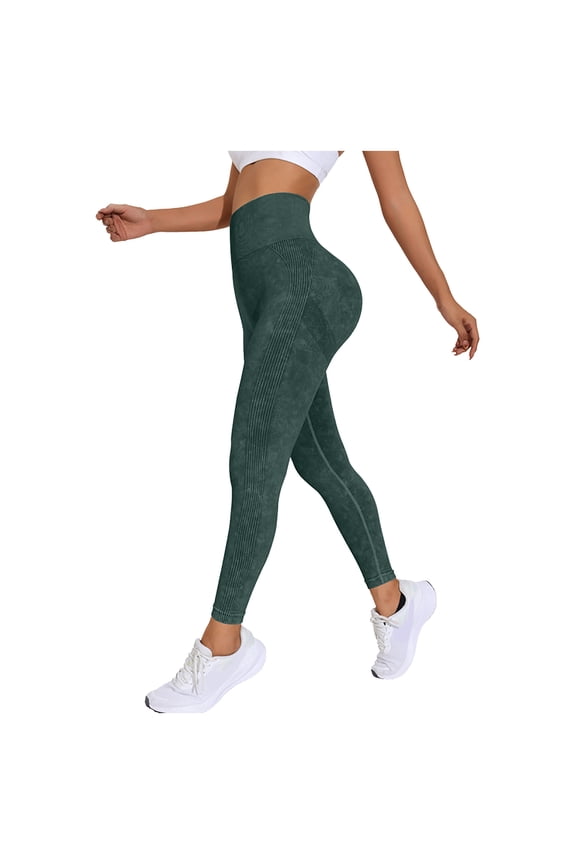 Resistance Band Leggings for Women, Seamless High Waist Shaping Pants for Yoga Gym Workout (Green, M)