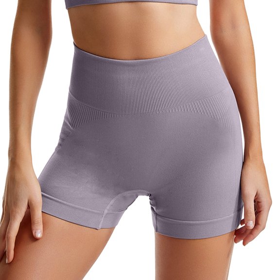 idosla Scrunch Butt Lifting Shorts for Women Seamless High Waist Workout Gym Compression Spandex Impact Shorts (Grey, L)